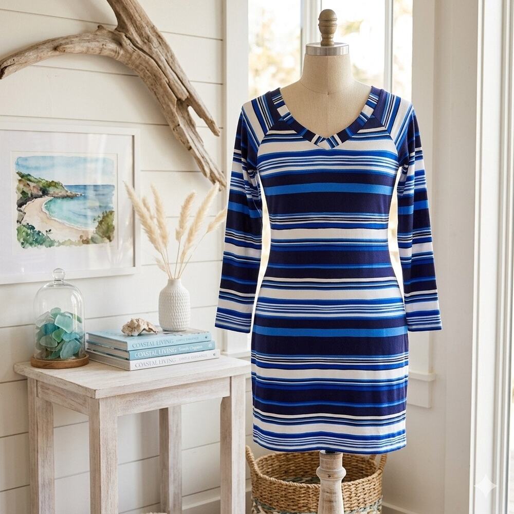 Lilly Pulitzer Suzanne Long Sleeve Nautical Stripe Dress szS coastal preppy